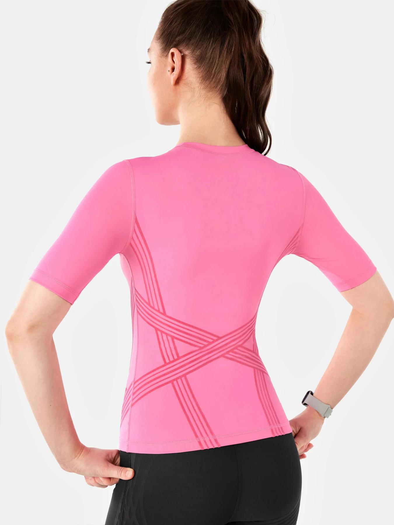 T-shirt respirant à manches courtes pour yoga et fitness