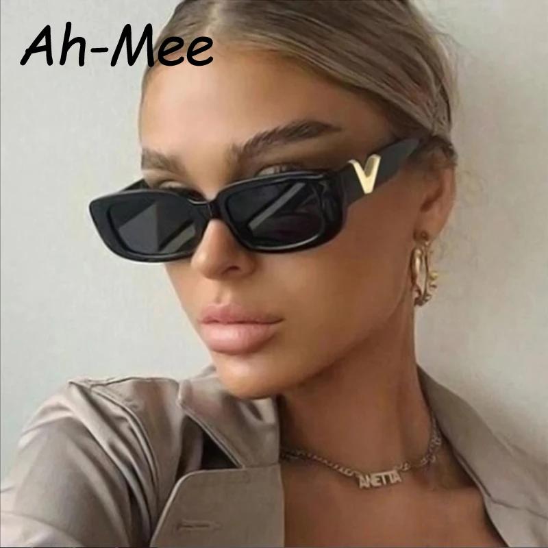 Lunettes de soleil rectangulaires pour femmes, marque de luxe, Vintage, petite monture, classiques,