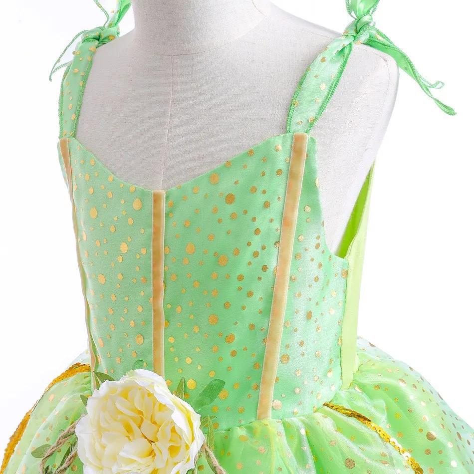 Robe de fée Tinker Bell du film Disney Elf 2026 pour filles, jupe à bretelles verte avec ailes et fl