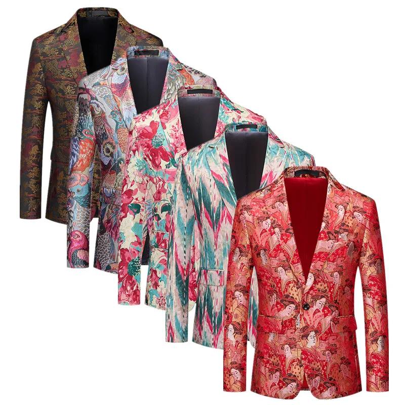 Blazer de Luxe en Jacquard à 1 Bouton pour Homme, Vêtement à la Mode, ix, Scène, Mariage, Tendance,