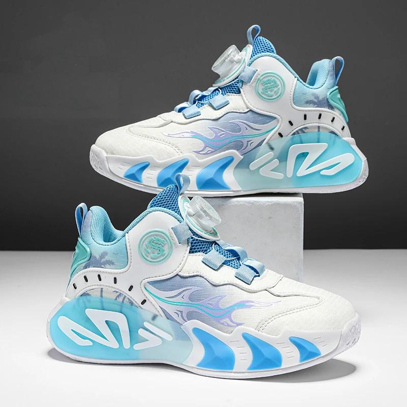 Chaussures de basket-ball pour enfants, chaussures de sport de plein air légères en cuir à amorti re