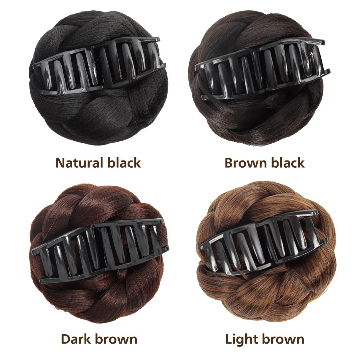 Perruque chignon tressé synthétique pour femme avec pince à cheveux, accessoires capillaires