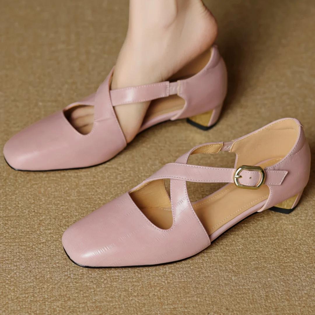 Sandales d'été à enfiler en cuir véritable pour femmes, bande étroite, sangle croisée, élégantes dam