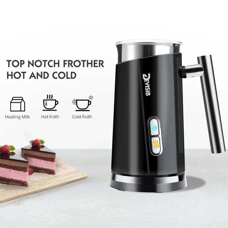 DEVISIB 3 in 1 Mousseur à lait électrique, 300ml, automatique, chaud et froid, pour café, latte, cap
