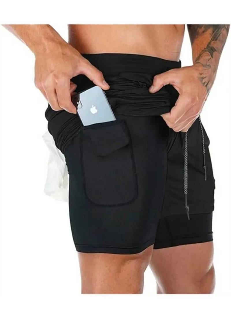 Short de sport 2 en 1 imprimé chauve-souris pour hommes, respirant, à séchage rapide, avec poche pou