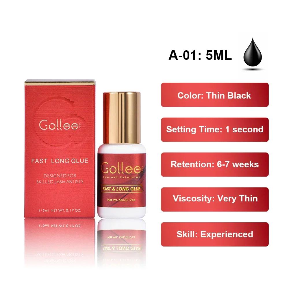 Gollee 5 pièces 1s colle à séchage rapide pour Extension de cils fournitures d'extensions de cils av