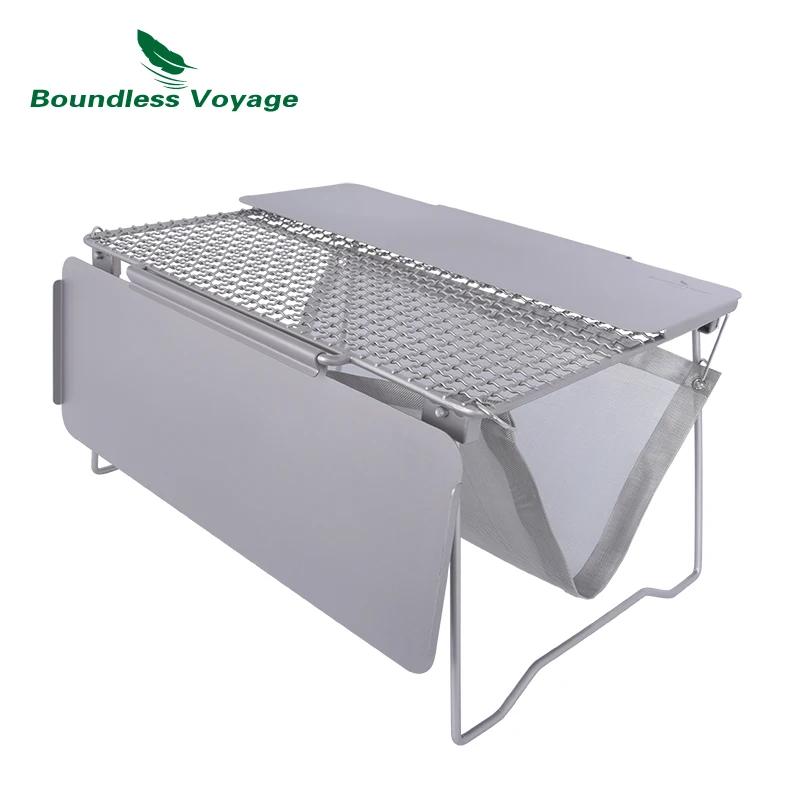 Boundless Voyage Portable Grill, Table de camping, Pliant en titane, Grille de feu de camp, Pique-ni