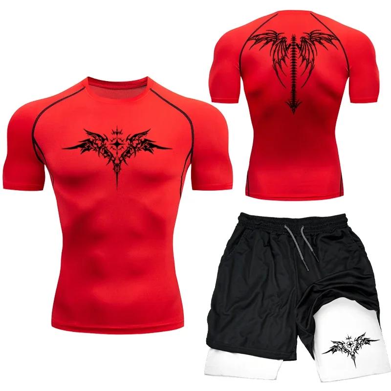 Nouveau MMA boxe Compression ensemble vêtements de Sport pour hommes séchage rapide Shorts de Sport