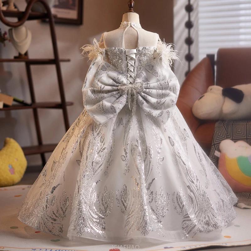 Robe longue pour enfants, Costume de princesse d'anniversaire pour filles, tenue de fête de spectacl