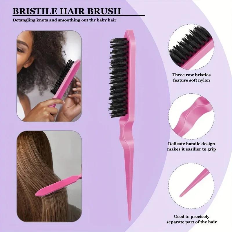 7 pièces/ensemble accessoires de beauté des cheveux poils queue de Rat bord peigne brosse à sourcils