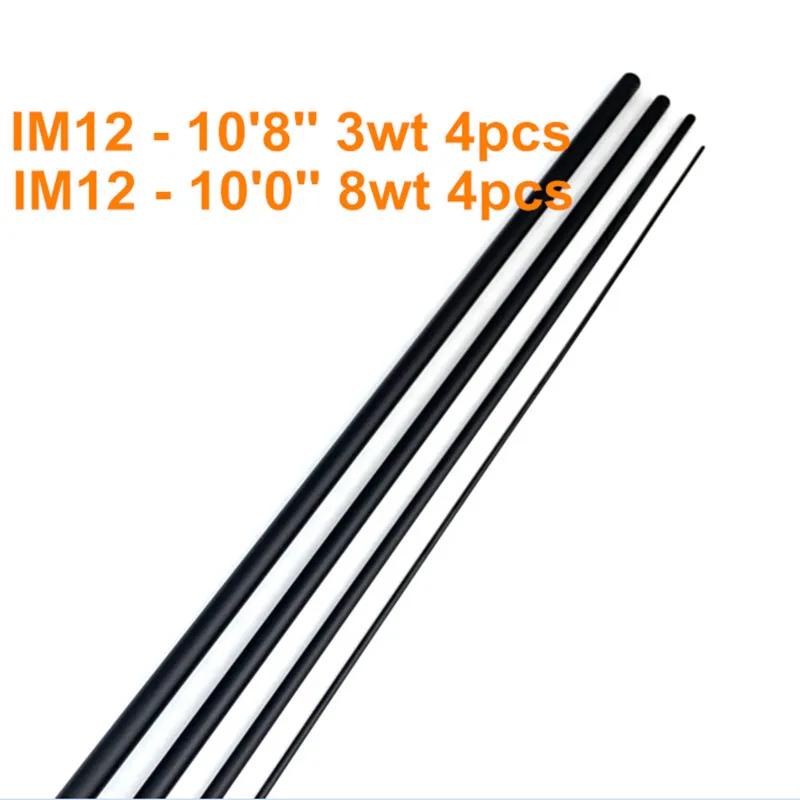 IM12 10'8 ''3wt 4 pièces et 10'0' 8wt 4 pièces canne à pêche en carbone Transparent noir blanc Actio