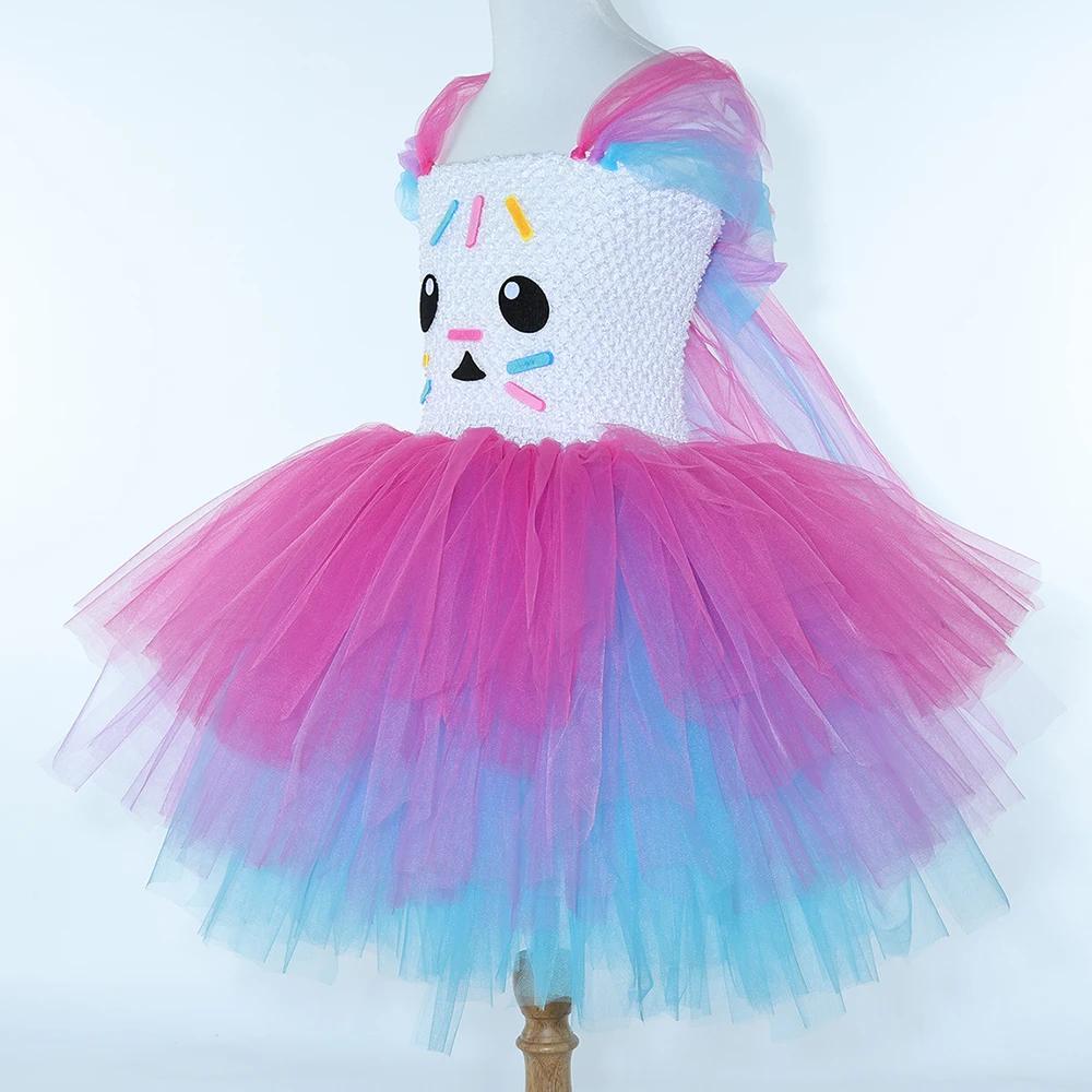 Gabby Costume de maison de poupée pour filles dessin animé gâteau chat Tutu robe de princesse 3 couc