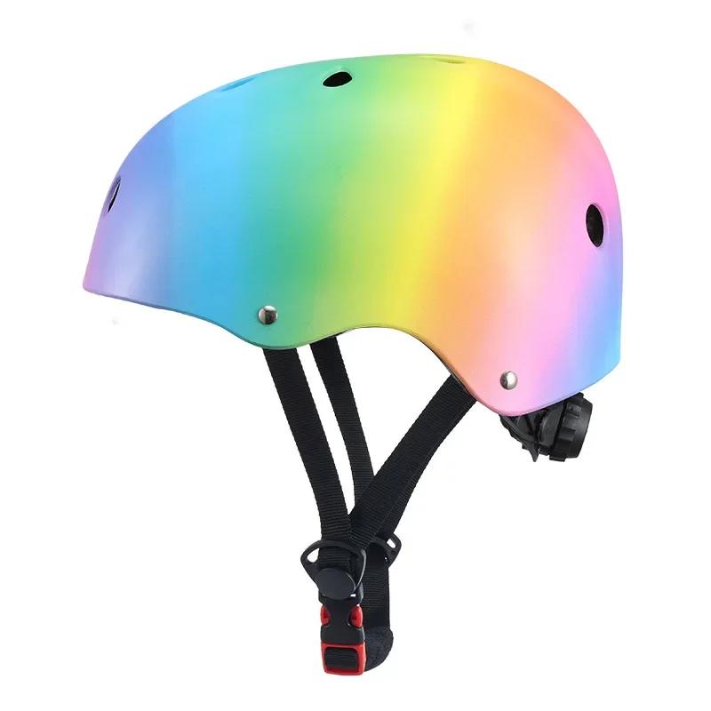 Beaux enfants arc-en-ciel cyclisme casque de vélo enfants auto-équilibrage roue de vélo Skateboard p
