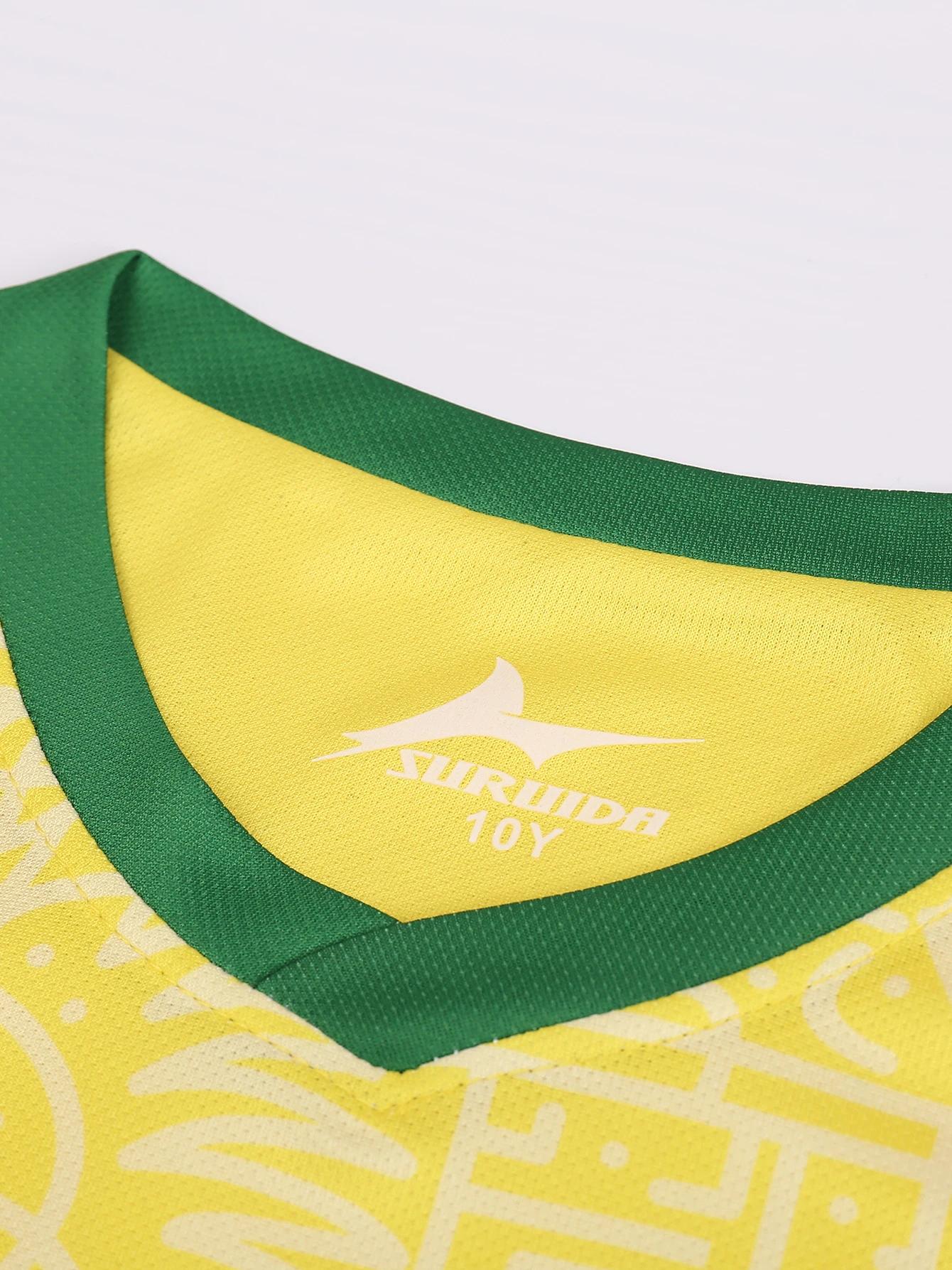 Suruida Maillot de football Brésil pour enfants Ensembles de sport pour garçons et filles Kits de ma