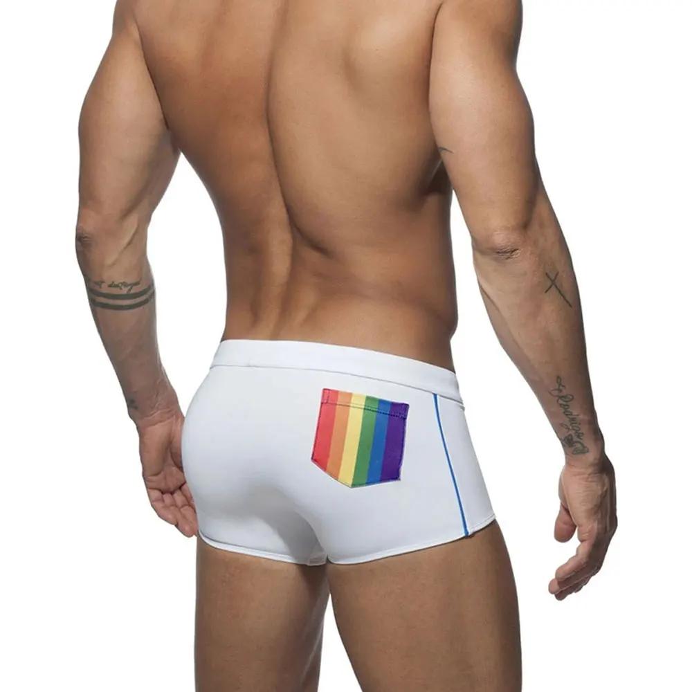Slip Sexy maillot de bain serré Stretch arc-en-ciel maillot de bain hommes marque Surf été plage pan