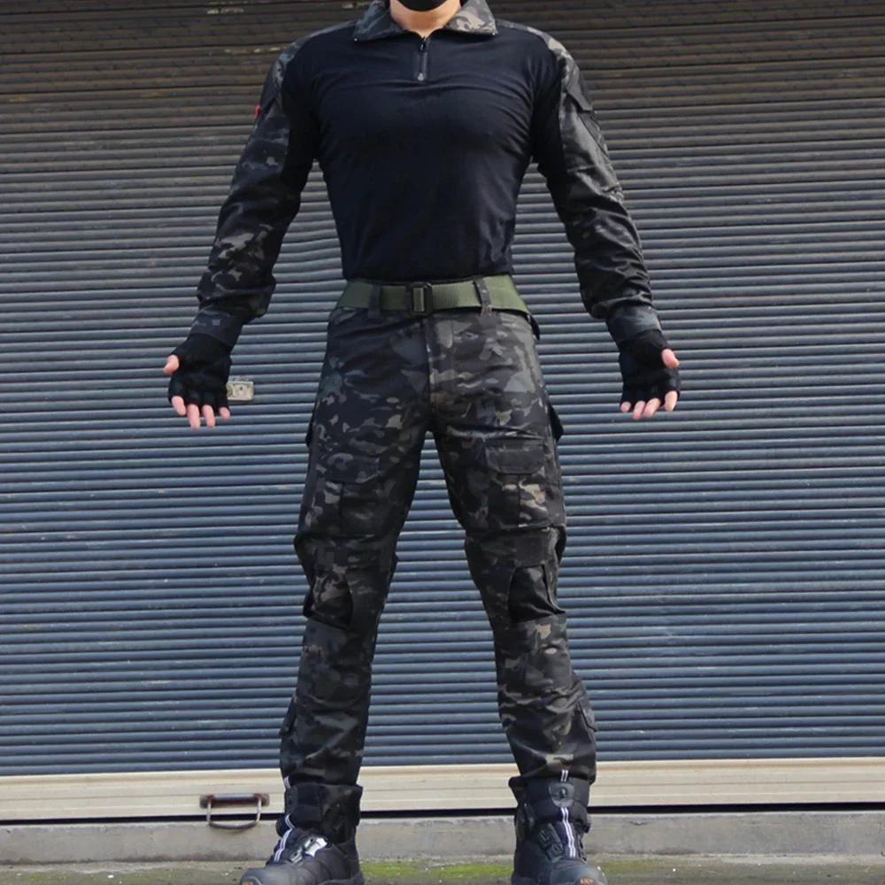 Uniforme tactique militaire pour hommes, chemises de combat camouflage, pantalons cargo, ensembles p