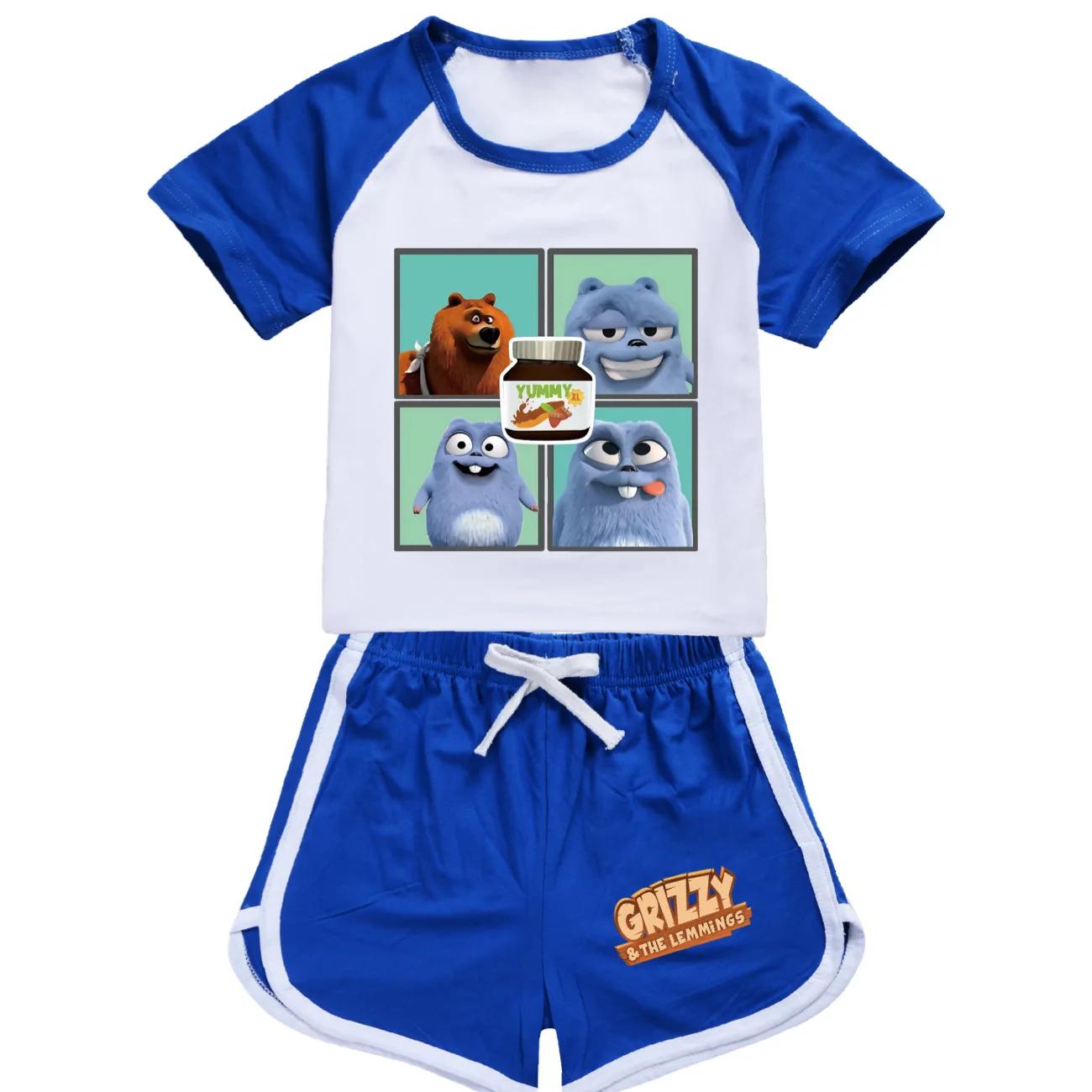 GRIZZY et The Lemming vêtements enfants été costumes de sport garçons Grizzy Bear T-shirts + Shorts