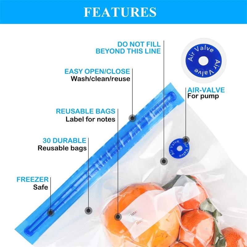 Sacs alimentaires scellés sous vide, 10 pièces, sac de stockage des aliments avec pompe de scellage,