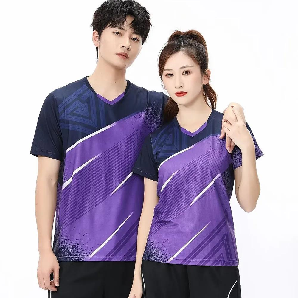 T-shirt de tennis et de ping-pong à séchage rapide pour hommes et femmes, manches courtes, maillot d