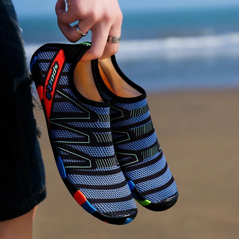 Chaussures d'eau de plage à séchage rapide, pantoufles de natation unisexes, pieds nus, surf en amon