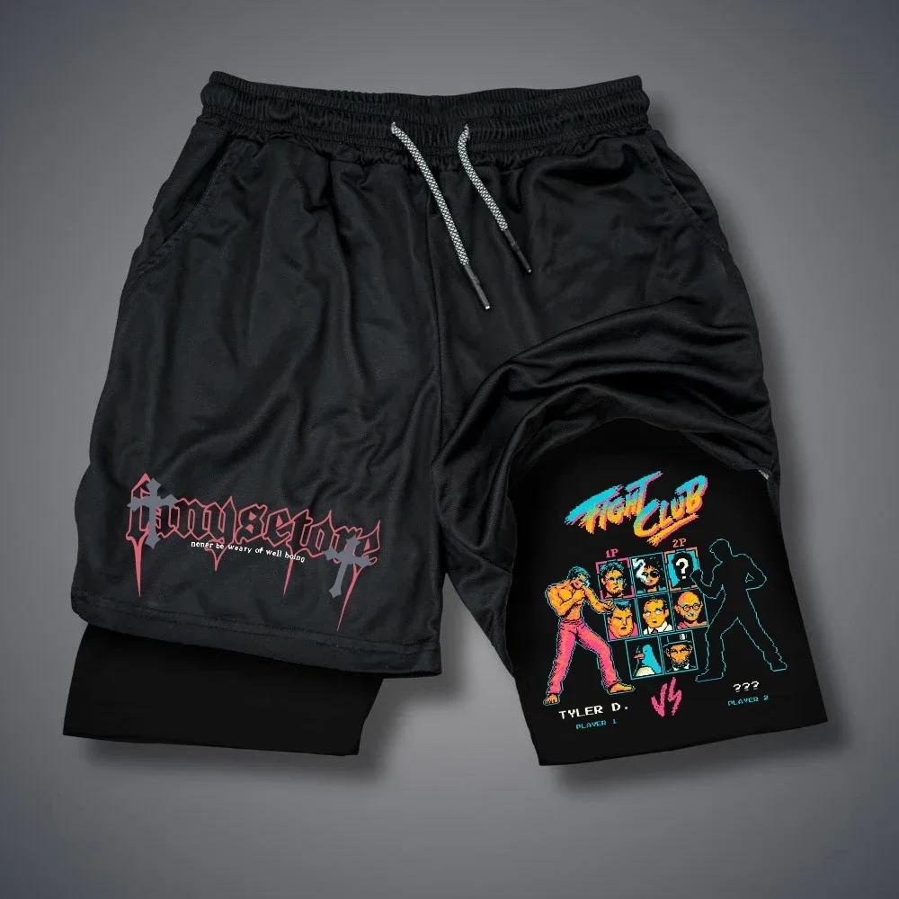 Short de sport 2 en 1 pour homme, motif gothique, pantalon court, fitness, course à pied, décontract