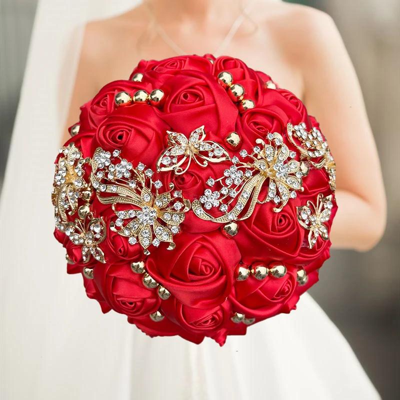 Offre spéciale rouge luxe magnifique mariage Bouquet de mariée élégant perle mariée demoiselle d'hon