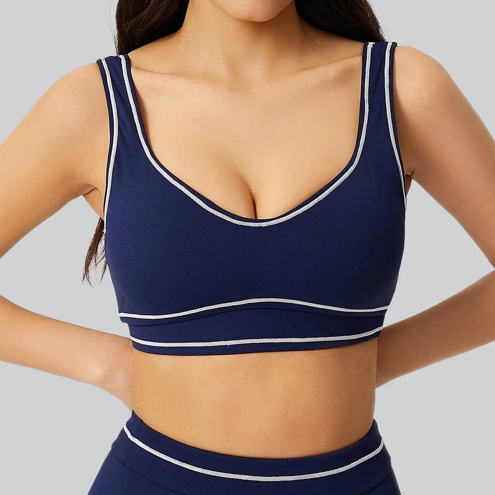 Soutien-gorge de sport color block pour femme, débardeur de yoga, brassière de fitness push-up, sous