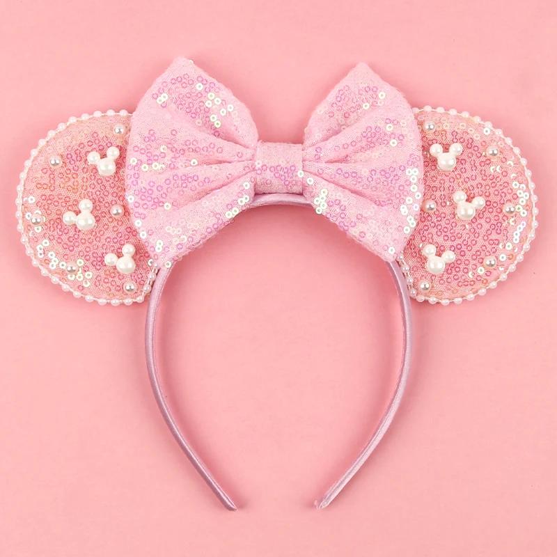 Nouveau serre-tête tendance oreilles de souris en velours de 3,3 po pour filles, bandeau doux avec n