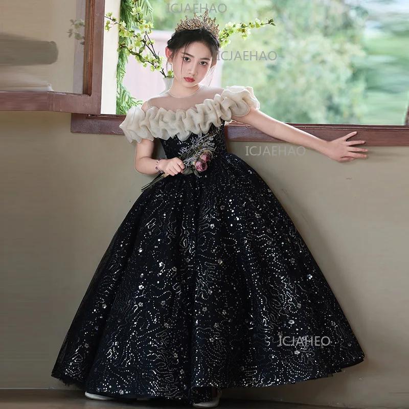 Robe de soirée formelle de princesse pour filles, idéale pour les fêtes d'anniversaire, les concours