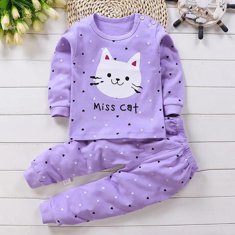 Pyjama en Coton pour Bébé Fille de 0 à 5 Ans, Ensemble de 2 Pièces, Vêtements d'Hiver Décontractés,