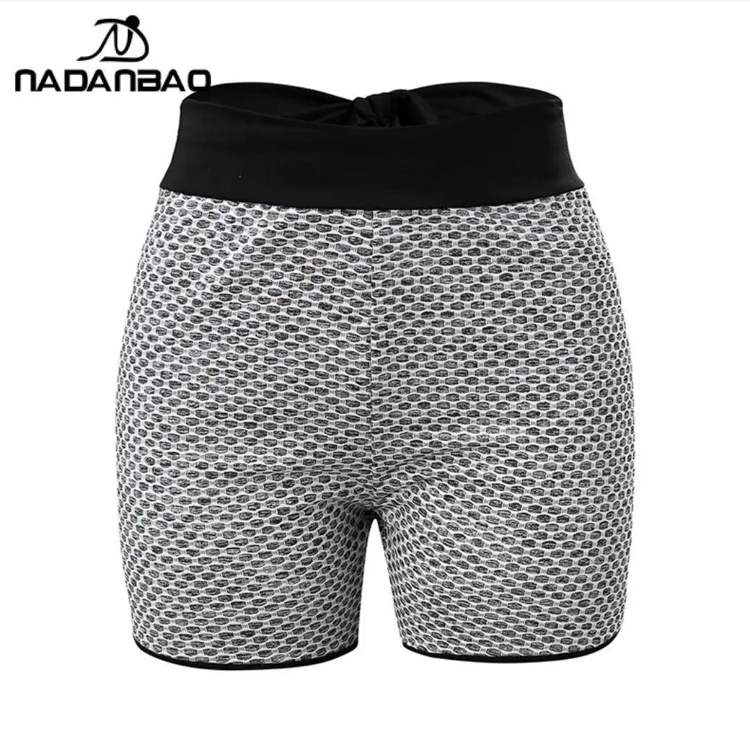 Nadanbao Sexy à carreaux taille haute pêche hanche pantalons de Yoga nid d'abeille Fitness Shorts do