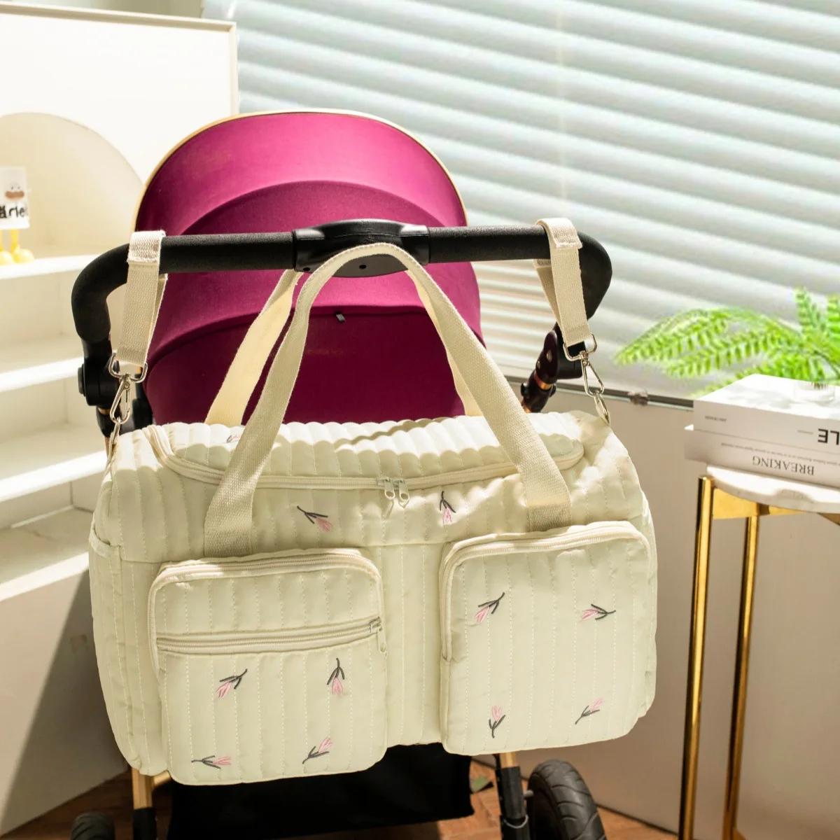 Sac à langer grande capacité pour femme, sac à bandoulière en coton pour bébé, sac de maternité pour