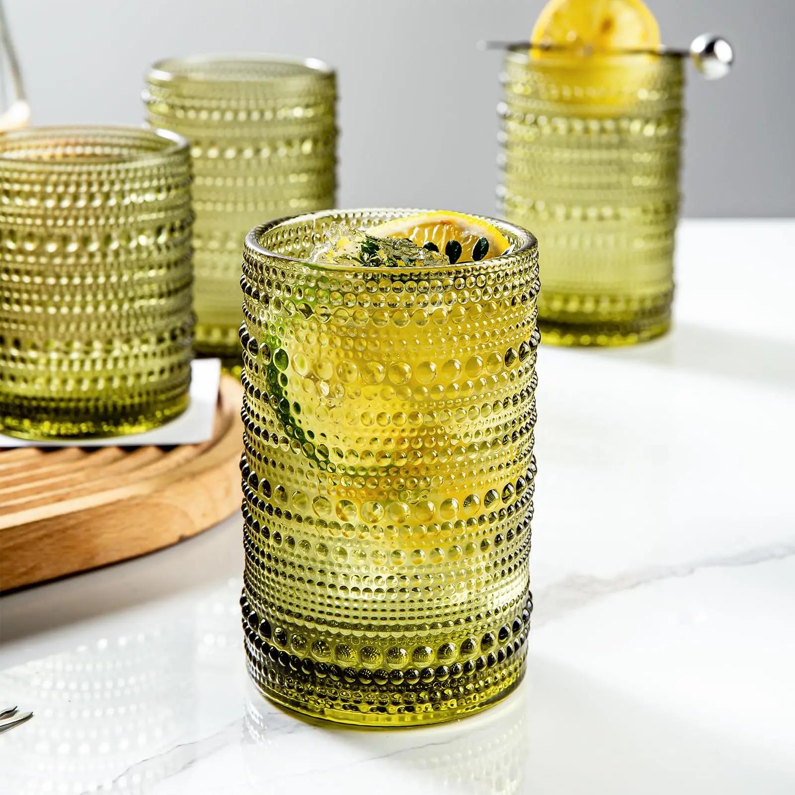 Verre en Forme de Goutte de Pluie Vintage, 8 Pièces, 300/400ml, Highball, Gaufré, à l'revêt, pour Re