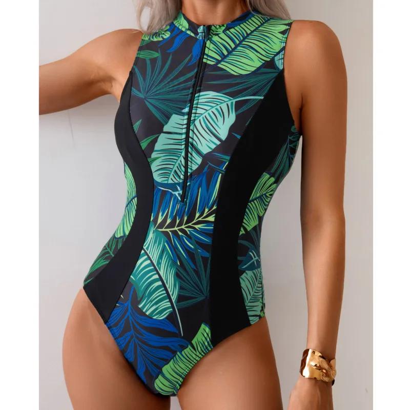 Imprimer Sexy maillots de bain une pièce femmes fermé maillots de bain sport vêtements de natation b