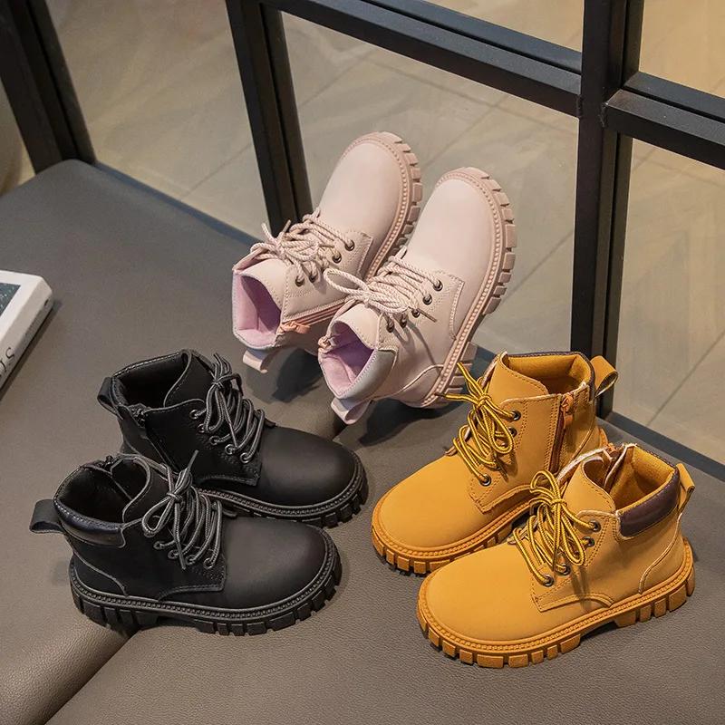 Mode garçon fille bottes courtes antidérapantes Style britannique bottes enfants côté fermeture écla