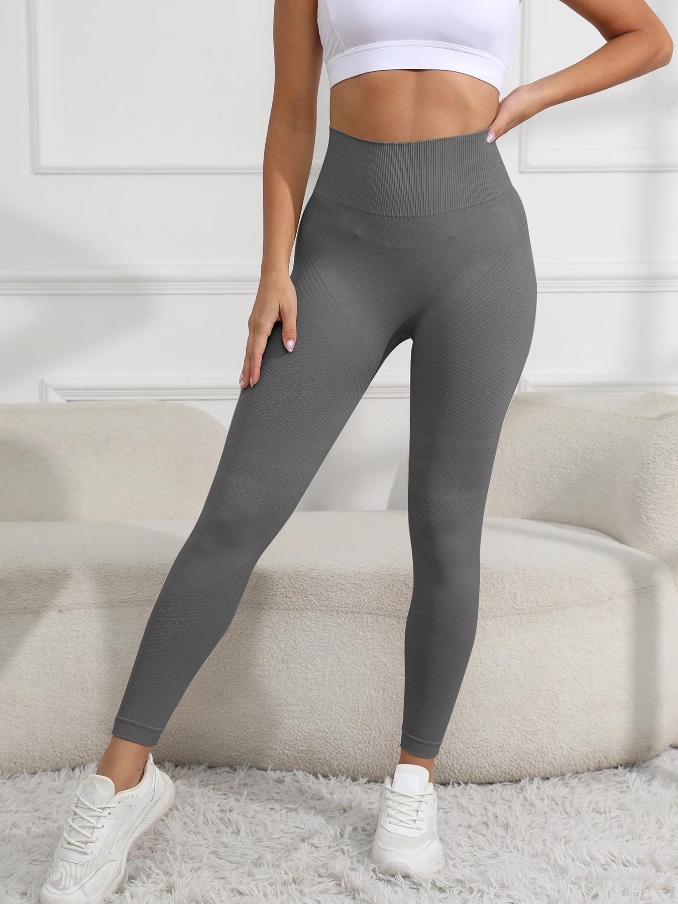 Leggings d'entraînement taille haute sans couture pour femmes, pantalon athlétique froissé pour le l