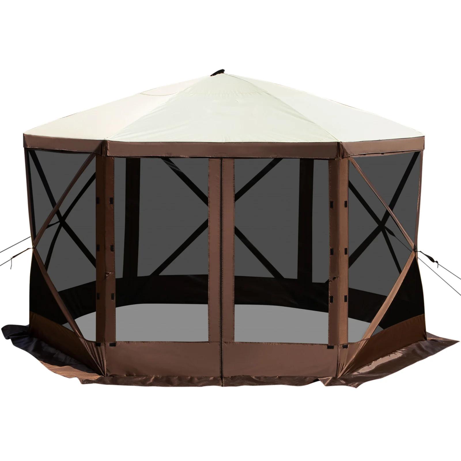 SucceBuy Gazebo de camping pop-up Abri auvent de camping 6 faces 12' x 12' Pare-soleil Tentes et auv