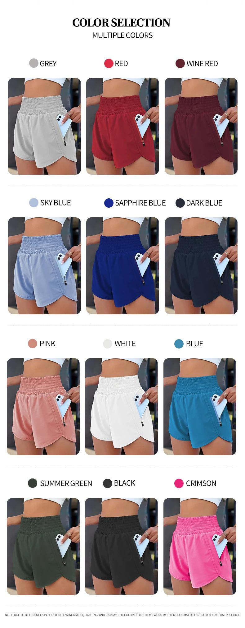 Short de course élastique taille haute pour femme avec poches, short de sport d'exercice à séchage r