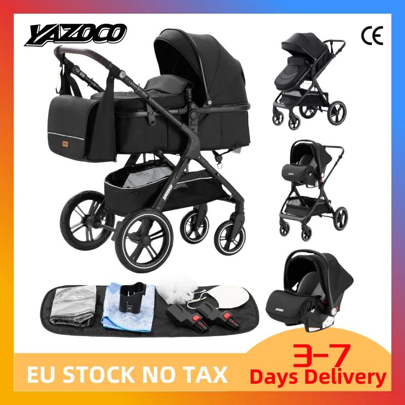 Poussette multifonction 3 en 1 avec siège auto et panier de couchage, poussette légère pour bébé, po