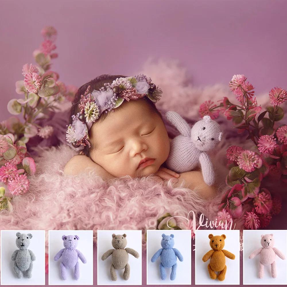 Bonbons ours en peluche tricotés à la main, jouet de photographie Mohair, mignon Crochet, Image anim
