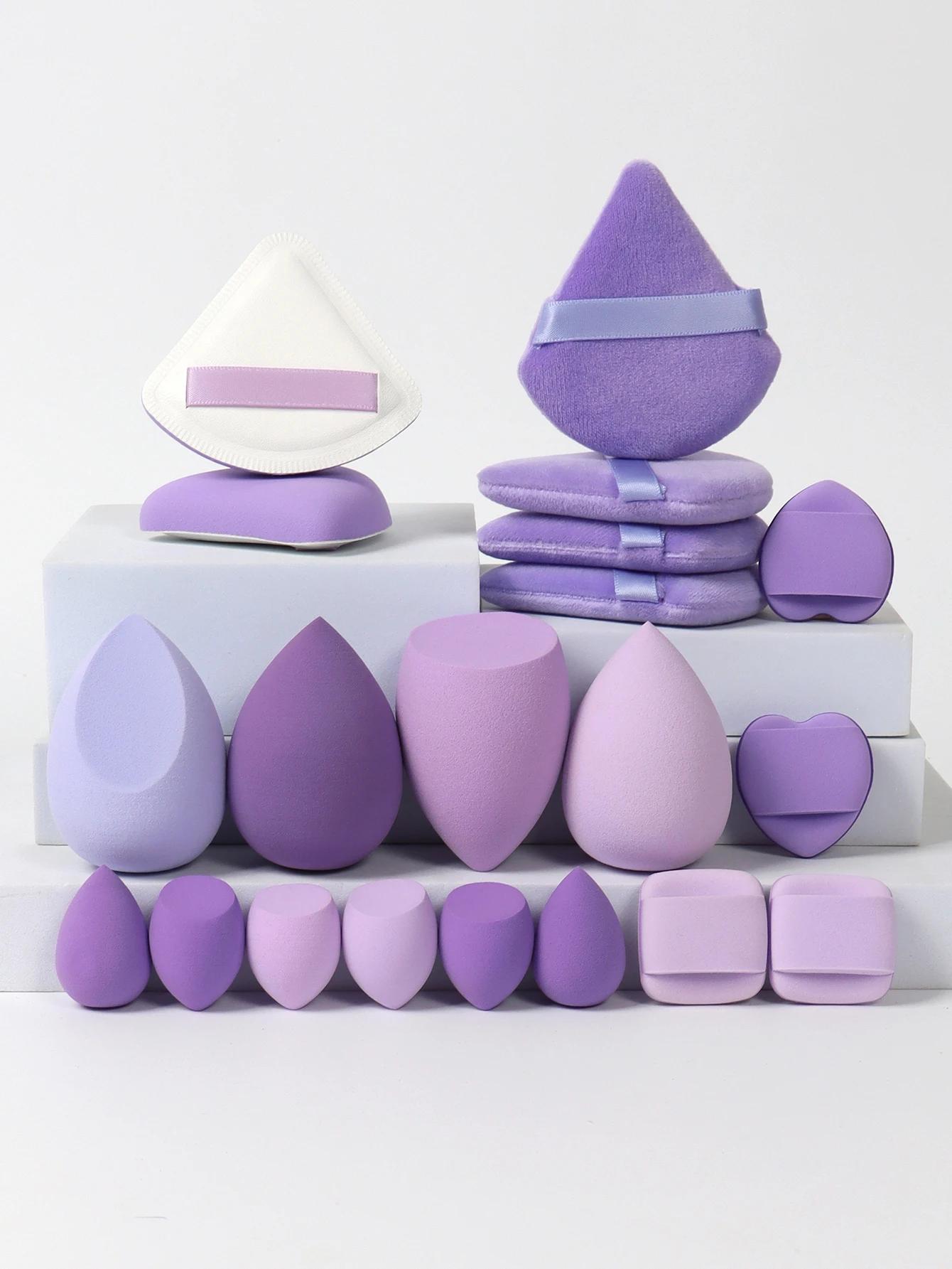 Ensemble d'éponges de maquillage et de bouffantes de maquillage roses, 20 pièces, adaptées à la crèm