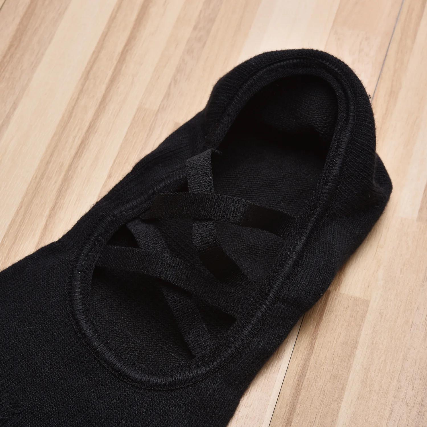 Femmes pansement respirant Pilates chaussettes dames anti-dérapant coton dos nu chaussette cinq orte