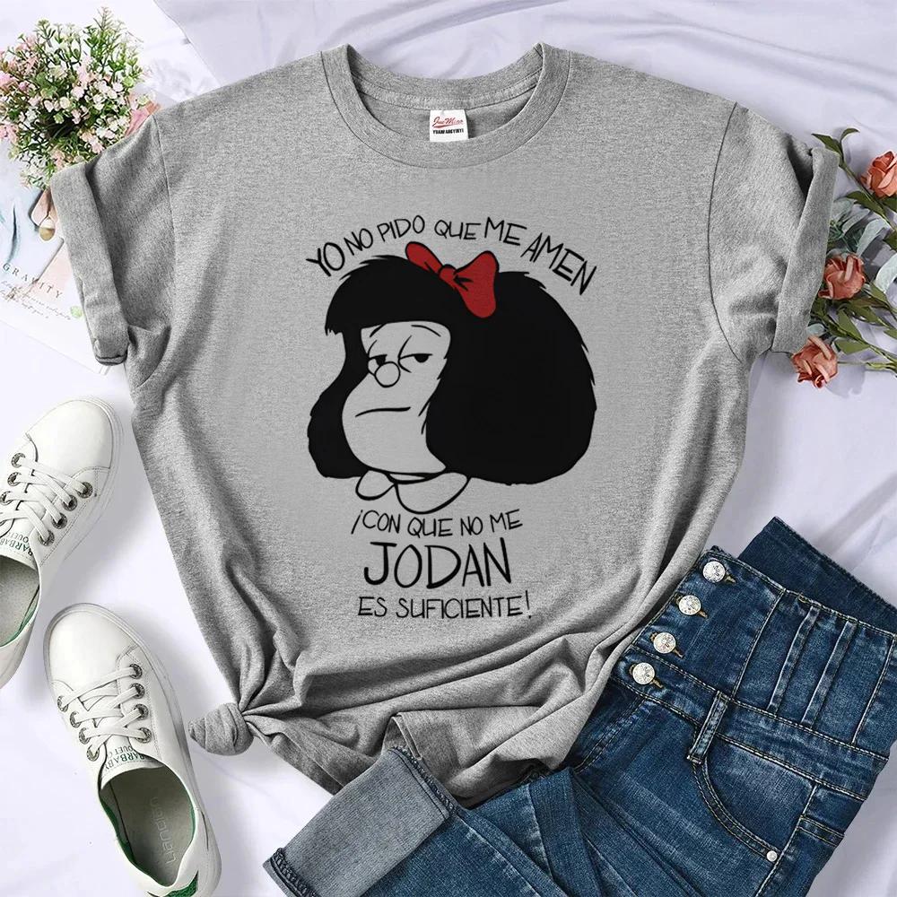 Mafalda t-shirt femmes designer graphique manga Tee fille harajuku bande dessinée streetwear vêtemen