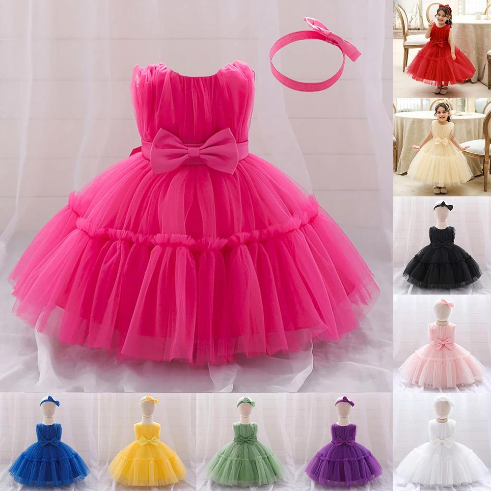 Robes de baptême pour bébés filles, tenue de princesse élégante pour fête de mariage, en Tulle, vête