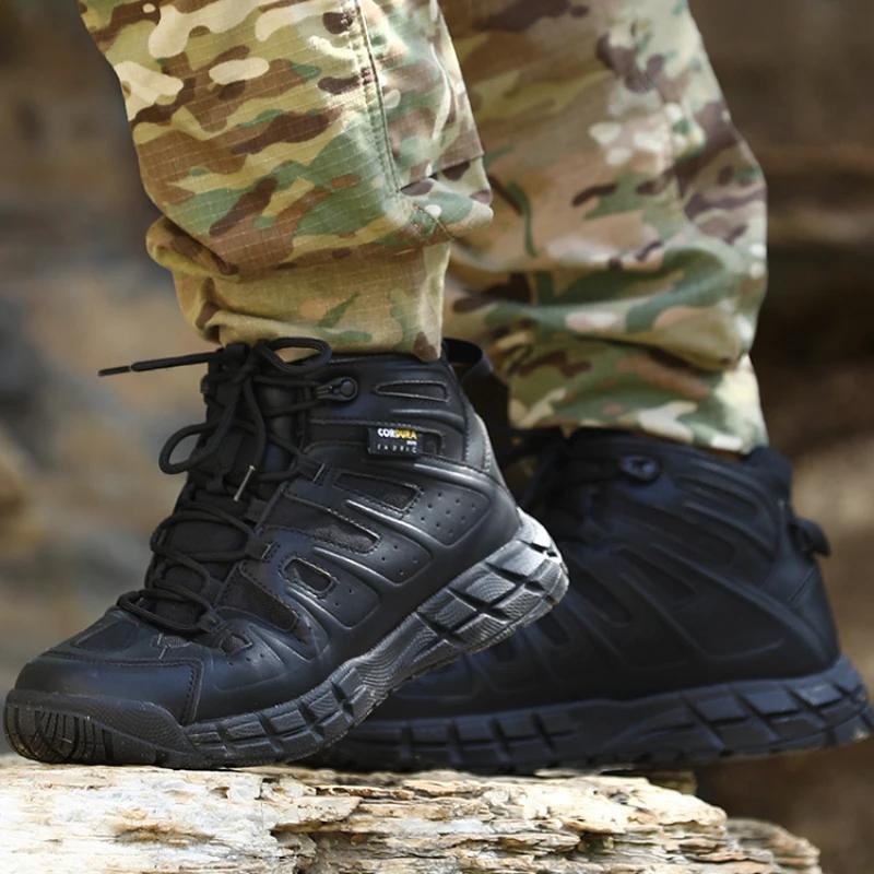 Bottes militaires homme DulOutdoor - Chaussures d'entraînement légères absorbant les chocs pour randonnée