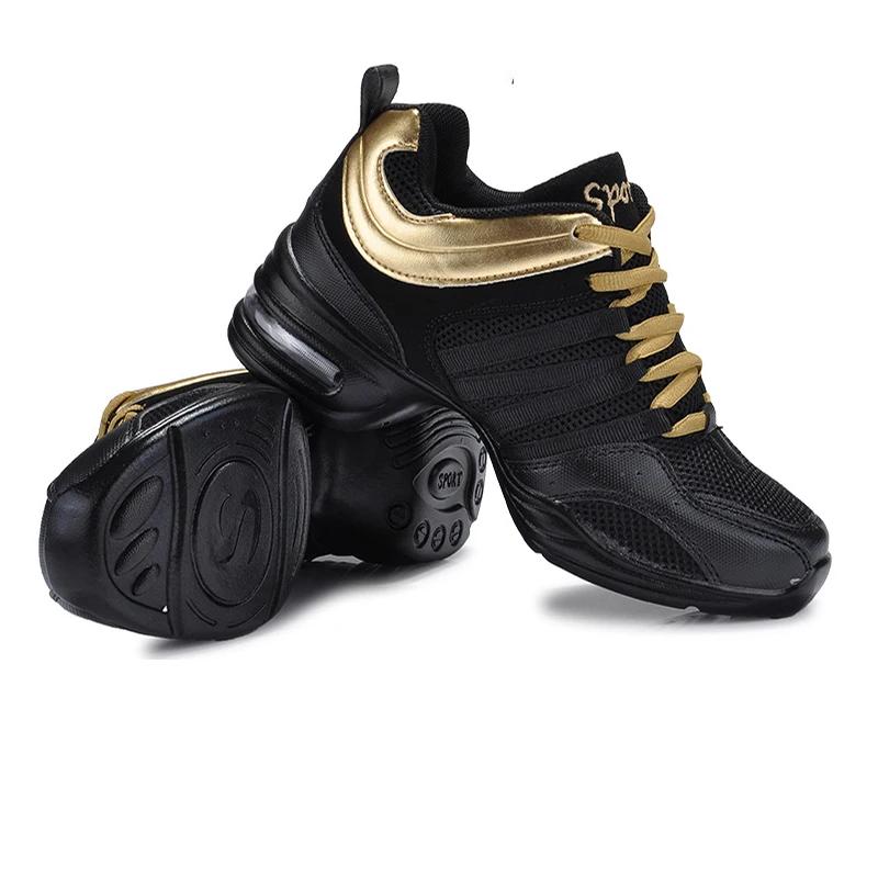 Chaussures de danse Jazz femme noires semelles souples maille respirante modernes Salsa carrées