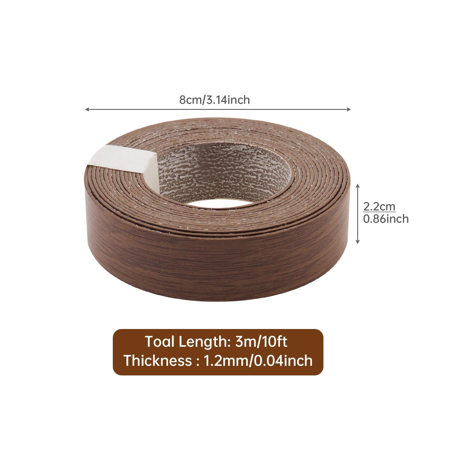 Bordure adhésive thermofusible en PVC, grain de bois foncé, 3M 7.6M 15.2M, bordure de placage pré-co