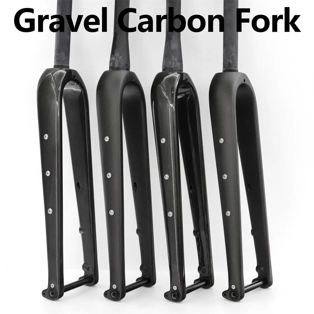 Gravel-Fourche avant en carbone ultralégère pour vélo de route, tube droit et conique, frein à disqu