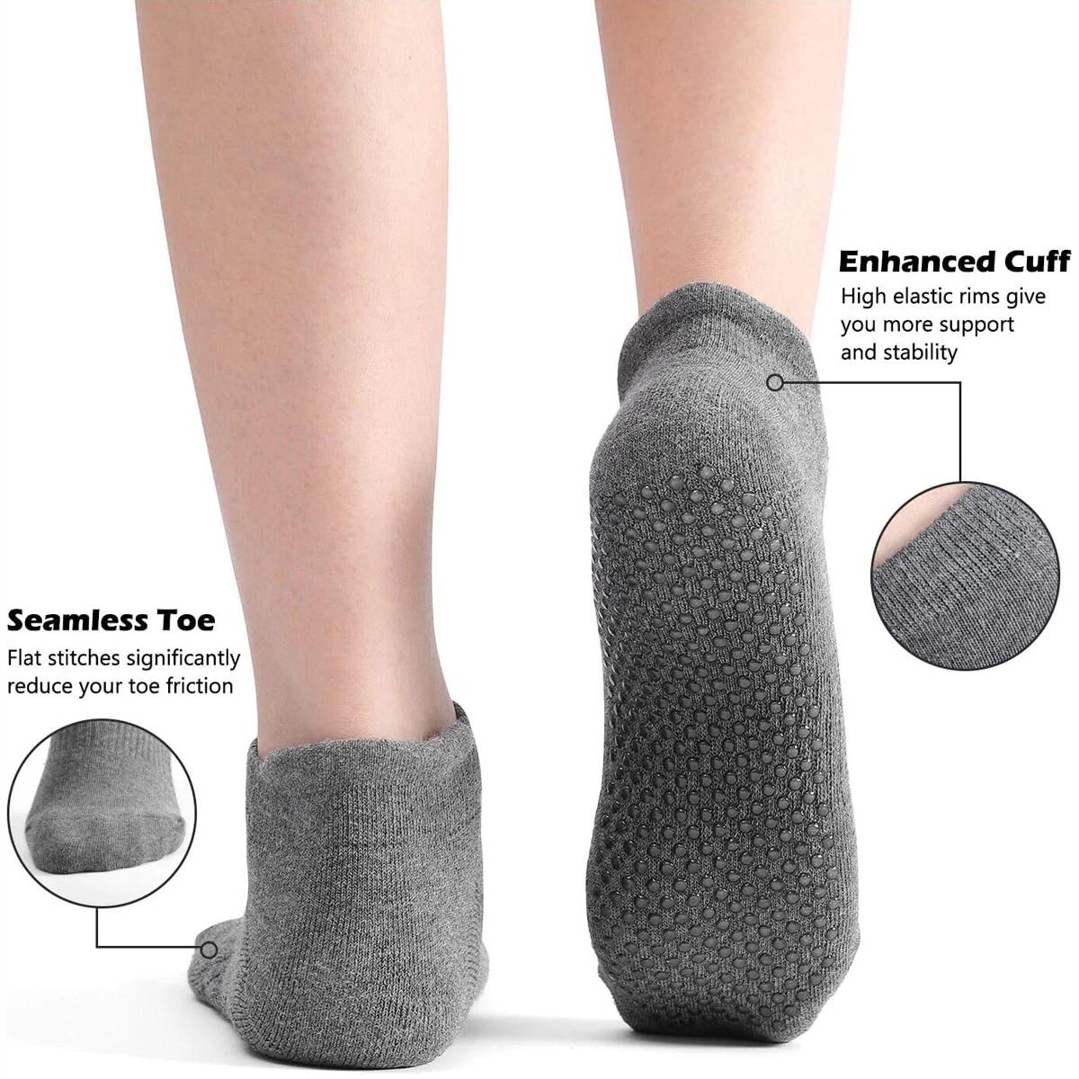 Chaussettes de Yoga Antidérapantes Femme - 3 Paires Confortables pour Pilates et Fitness