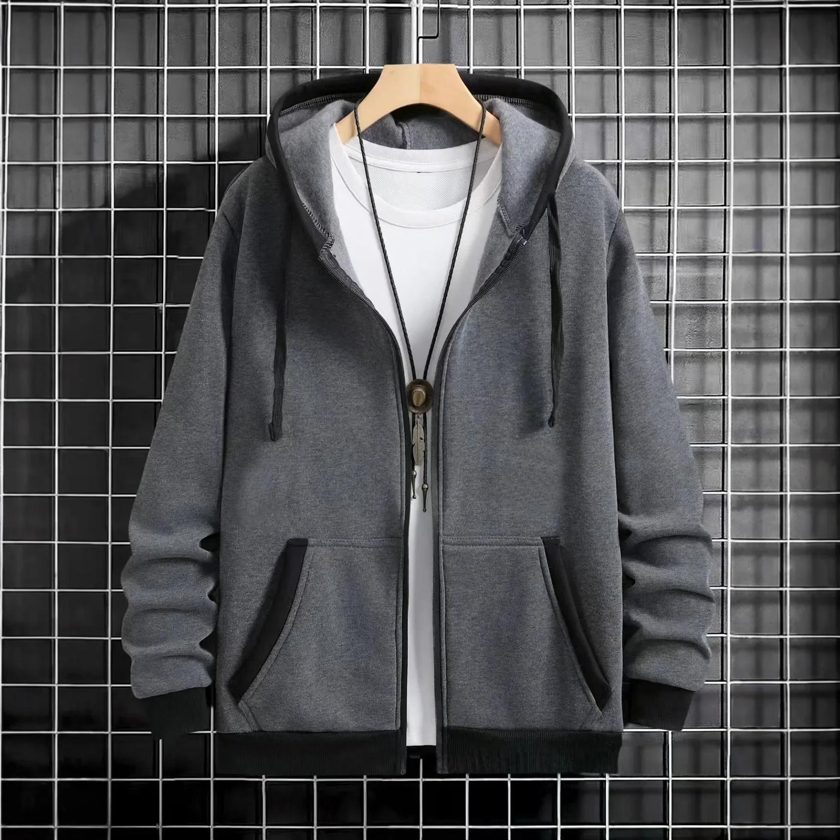 Cardigan épais à capuche et fermeture éclair pour homme, vêtement d'extérieur décontracté, sweat-shi